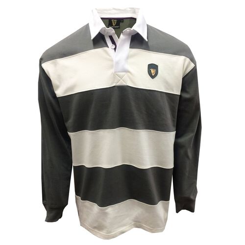 Guinness Guiness Grey & Cream Striped Rugby Shirt  XXL