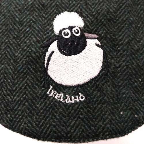 Traditional Craft Kids Bottle Green Herringbone Sheep Kids Flat Cap M