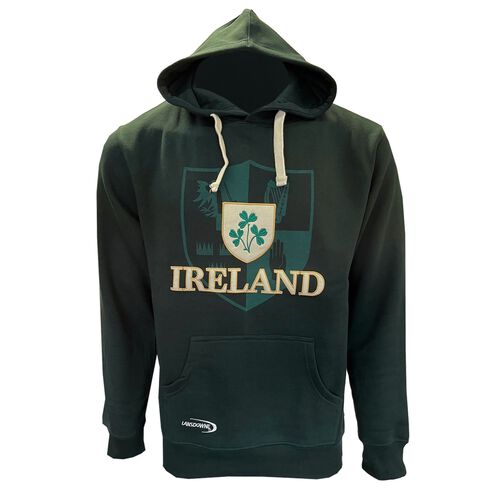 Irish Memories Green Ireland Shamrock Crest Hoodie M