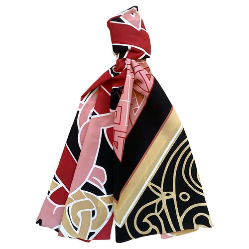 Book of Kells Large Pink & Beige Celtic Scarf