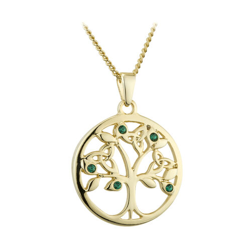 Solvar IRM SLV Gold Plated Crystal Tree Pendant