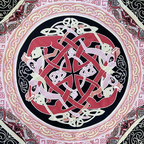 Book of Kells Celtic Baby Pink & Beige Silk Scarf