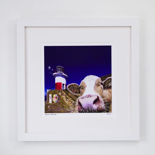 Kelly Hood Udderly Cool Blue Selfie Mounted Print 